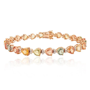 NOVA 14K Heart Shape Multi Sapphire & Diamond Fashion Tennis Bracelet-Daily Wear - Product Image 2