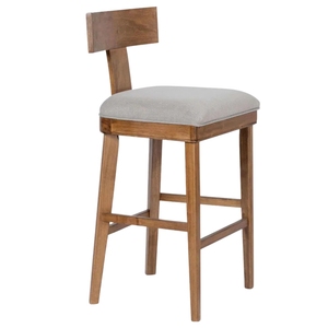 Silla de Bar Contemporánea Tapizada con Respaldo de Madera Maciza para Isla de Cocina, Barra de Bar, Comedor, Sala de Estar, Restaurante - Product Image 1