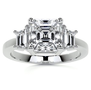 Bague Trio en Moissanite Taille Asscher en Argent Sterling 925 Plaqué Or 14K – Bague de Fiançailles de Luxe, Cadeau de Mariage ou d'Anniversaire pour Elle - Product Image 1