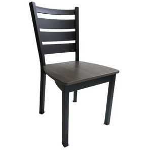 Chaise de salle à manger moderne en bois massif noir, design dossier échelle, assise confortable pour cuisine, chaise d'appoint professionnelle pour restaurant et café - Product Image 1