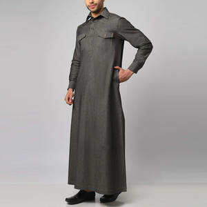 Túnica islámica transpirable para hombre, estilo Thawb, Caftán, Jubba, Jalabiya, con bordado de imitación de seda, ropa islámica tradicional. - Product Image 3