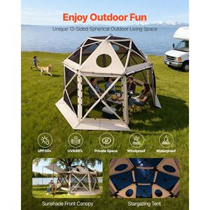 Gazebo Pop-up 3,6 x 3,6 m con Zanzariera, Tenda Sferica a 13 Lati per Campeggio con Tetto Rimovibile, Montaggio Rapido, Borsa per il Trasporto Inclusa - Product Image 3