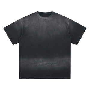 High Quality Cotton Men <b>T</b>-shirt Streetwear Oversized Cotton <b>T</b>-shirts Heavyweight Washed <b>T</b>-shirt for Men - Product Image 2