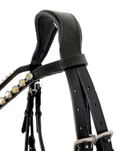 สายคาดศีรษะสำหรับขี่ม้า ANNABELLE EQUESTRIAN สีดำ หนังม้วนประดับคริสตัลและเพชรเทียม สำหรับการฝึกขี่ม้า- ผลิตโดยผู้ผลิตจากอุฏารปัฎษฐ์ - Product Image 2