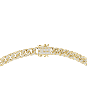Cadena Cubana Unisex de Oro Amarillo de 18 Quilates TIMELESS con Diamantes Cultivados en Laboratorio de 7.2 Quilates, Chapada en Rodio, para Fiestas, Bodas, Eventos Glamurosos y Uso Diario - Product Image 6