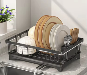 OEM/ODM Vietnam Household Kitchen Metal <b>Dish</b> and Bowl <b>Rack</b> with Adjustable Cutlery Draining Storage Organizer - Product Image 4