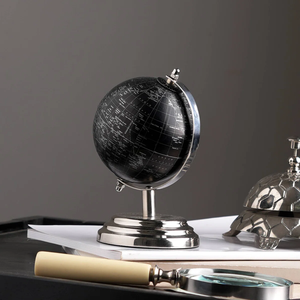 Escultura de Globo Terráqueo Contemporánea de Metal Plateado, Centro de Mesa Moderno para Sala de Estar, Oficina, Decoración del Hogar, Marca PHC - Product Image 4