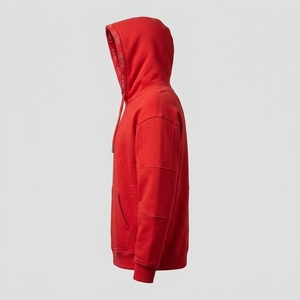 Sweat-shirt à capuche en polaire rouge pour homme, logo personnalisé, streetwear, décontracté, épais - Product Image 2
