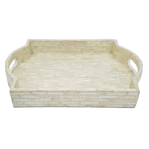 Juego de bandejas de nácar rectangulares con incrustaciones de concha MOP para decoración de mesa de café, vajilla para hoteles y restaurantes, venta al por mayor. - Product Image 4