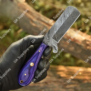 มีดล่าสัตว์และชำแหละหนัง ใบมีดเหล็กดามัสกัส ด้ามไม้ปักก้า รับผลิตแบบ OEM/ODM ปรับแต่งได้ตามต้องการ ด้ามตรง ของขวัญสำหรับเขา - Product Image 2