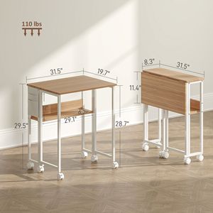 Tavolino per Laptop in Legno Naturale con Ripiano Portaoggetti e Ruote per Spazi Ristretti - Product Image 3