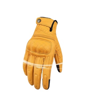 Guantes de cuero para motocicleta, guantes transpirables de verano para motociclismo con dedo completo, guantes Retro para Motocross con pantalla táctil - Product Image 3