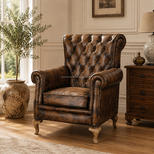 Fauteuil à dossier haut de style vintage avec revêtement en tissu et pieds en bois durables, fauteuil d'appoint confortable pour le salon - Product Image 1