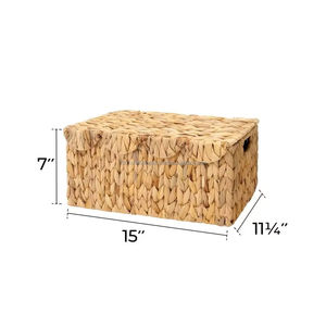 Cesta de Lavandería Rectangular Hecha a Mano con Forma de Triángulo, Decoración del Hogar, Cesta de Almacenamiento de Jacinto de Agua Sostenible, Estilo Boho Redondo - Product Image 6