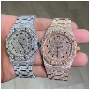 นาฬิกาควอตซ์ผู้ชาย ดีไซน์หรูหราทันสมัย ประดับเพชรโมอิสซาไนต์เต็มหน้าปัด พรีเมียม โมเดิร์น - Product Image 4