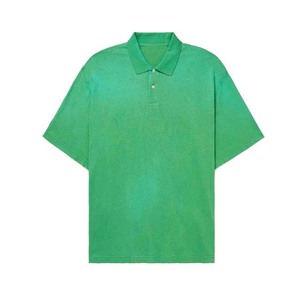 Polo de Manga Corta Verde para Hombre, Tela Oxford, Color Sólido Informal, Corte Regular, Diseño con Botones - Product Image 1