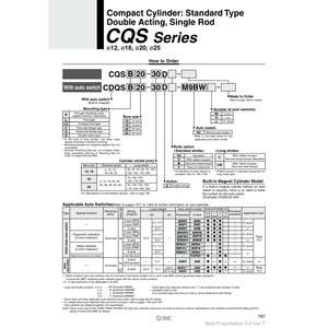 Cylindre compact SMC Pneumatics CDQSB20-50DM pièce pneumatique de haute qualité - Product Image 1