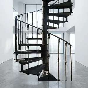 Spiral <b>Iron</b> Staircase <b>Wrought</b> <b>Iron</b> <b>Railing</b> Modern Design Safe Durable Construction for Villa Indoor Use Sparxwizz Engineering - Product Image 3