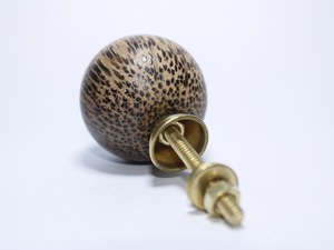 Bela Artisan Handmade Exotic Palm Wood Ball Cabinet <b>Knobs</b> | Natural Grain <b>Furniture</b> Pulls Brass Base | Decorative Wooden <b>Handles</b> - Product Image 6