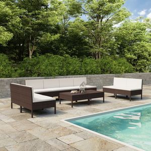 Set di Mobili da Giardino in Rattan PE Marrone Modulare da 10 Pezzi - Product Image 1