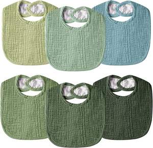 Baberos de Muselina para Bebé, 95% Bambú, 5% Elastano, Ajuste Elástico y Cómodo - Product Image 1