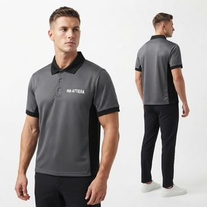 Custom Men's <b>Grey</b> Black <b>Polo</b> <b>Shirt</b> Short Sleeve Sportswear Golf Workwear Uniform OEM ODM Wholesale Manufacturer - Product Image 4