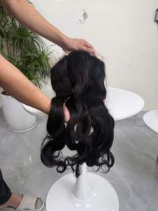 Natural Black <b>Body</b> <b>Wave</b> Skin Weft Human Hair Extensions Indian Remy Double Drawn Machine Weft 13x4 Inch Lace Frontal - Product Image 2
