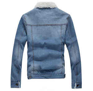 Veste en jean de style vintage OEM pour hommes avec doublure thermique en polaire - Product Image 3