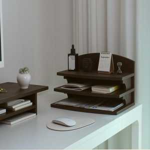 New Wooden Three Layer <b>Storage</b> <b>Rack</b> Minimalist Standing Type For Office Desk Organization Multifunctional Holder With Shelve - Product Image 3