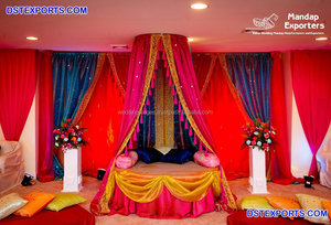 Siège de mariage arabe Mehndi, scène de mariage, siège de mariée pour cérémonie Haldi, événement de mariage Punjabi, configuration de siège Mehndi - Product Image 5