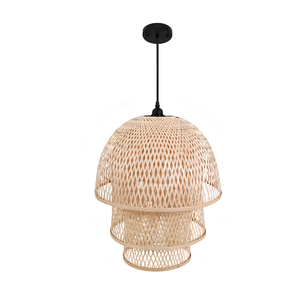Rattan Lampshade, Woven Wicker Pendant Light Cover, Dome Ceiling Light Shade for Coastal, Boho & Japandi Decor - Product Image 1