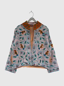 Blouson à col mandarin à motif géométrique, brodé à la main, manches longues, style velours, pour adulte, collection automne - Product Image 1