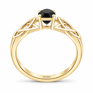 Anillo de Compromiso Solitario con Nudo Celta y Diamante Negro Natural de Corte Vintage, Oro 10K/14K/18K, Plata 925/935, Bañado en Rodio, para Boda - Product Image 4