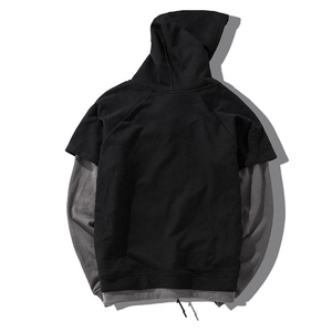 Men Oversized Hooded Sweatshirt Raglan Sleeve Solid Color Cotton French Terry Casual Autumn Wear - Product Image 4