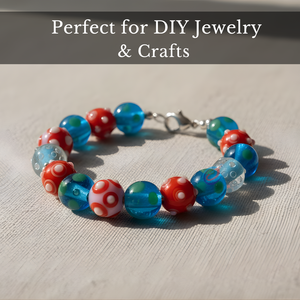 EXCEL EXPORTS Perles en verre soufflé multicolores 16–18 mm |   Perles décoratives de qualité supérieure pour la fabrication de bijoux et les travaux manuels DIY |   Fil de 8 pouces - Product Image 4