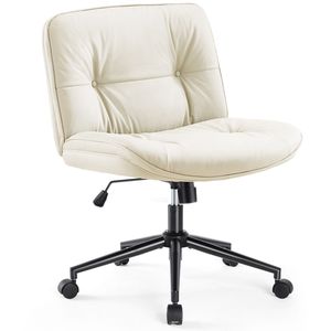 Sedia da Ufficio Moderna e Confortevole, Girevole con Regolazione in Altezza, Base a Croce, Senza Braccioli, Seduta Larga con Ruote per Computer - Product Image 1