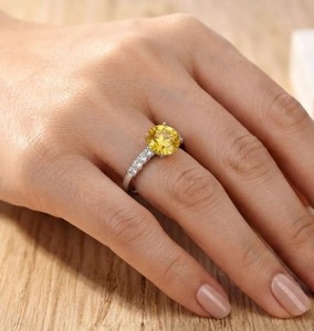 Anillo de Oro Sólido de 10K, 14K, 18K con Diamante Cultivado en Laboratorio de Corte Brillante Redondo, Color DEF, Claridad VSVVS, Anillo de Compromiso Solitario, Anillo de Boda - Product Image 6