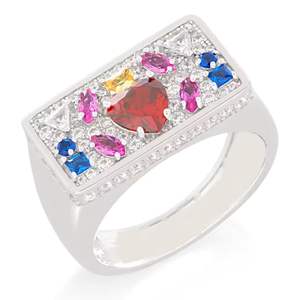 แหวนทองชุบประดับพลอยหลากสี ดีไซน์หรูหรา ประดับเพชรซิร์คอน สไตล์ฮิปฮอป สำหรับผู้ชาย - Product Image 3