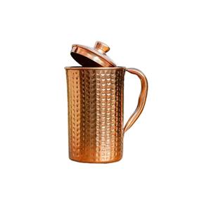 Pichet à eau en cuivre pur martelé de qualité supérieure, idéal pour le stockage d'eau ayurvédique et l'hydratation quotidienne, fabriqué en Inde - Product Image 3