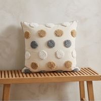 Housse de coussin carrée à pois brodés en chenille, style moderne, pour hôtel, personnalisable, beige, gris, or, pois blancs