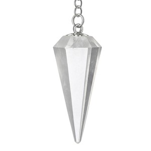 Pendentif en cristal de quartz transparent le plus vendu, forme conique, poli, sculpté, magnifique outil de radiesthésie, guérison énergétique, vente en gros, parfait - Product Image 1