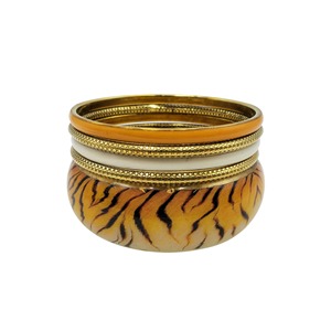 Gold Tone Tortoise <b>Shell</b> Bangle Set Brass Wide Cuff <b>Bracelets</b> Matching Fashion Jewelry Gift - Product Image 4