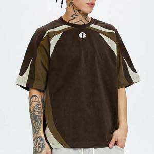 Maillot de football américain pour homme en coton 260 GSM, coupe oversize, style streetwear color block, design de panneaux personnalisé, marque privée, OEM, vente en gros, USA - Product Image 2