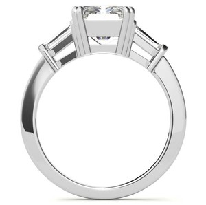 Trio <b>Emerald</b> Cut 8X10MM Moissanite Prong Set Luxury Certified 925 Sterling <b>Silver</b> White Gold Plated Three Stone Engagement <b>Ring</b> - Product Image 2