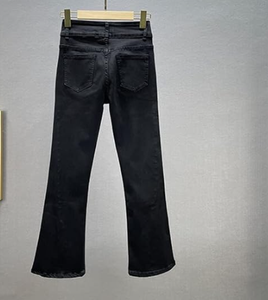 Men High <b>Waist</b> Flare Jeans Pearl <b>Beaded</b> Sand Wash Vintage Cotton Denim Pants Streetwear Custom Order - Product Image 2