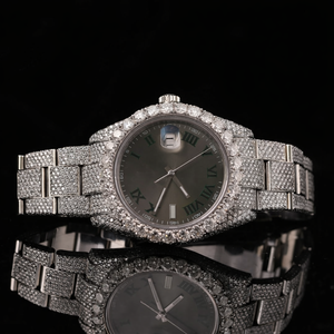 Reloj de Hombre con Esfera Cuadrada, Movimiento de Cuarzo, Completamente Cubierto de Diamantes VVS Moissanite, Acero Inoxidable, Estilo Ejecutivo, Personalizable, 41 mm - Product Image 2