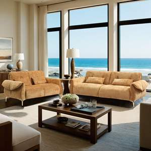 Sofá de 3 Plazas de Lujo con Cojines Confortables y Patas Doradas para Sala de Estar - Product Image 5