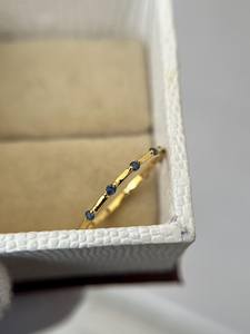 แหวนไพลินสีน้ำเงินทันสมัย เงินแท้ 925 ชุบทอง 14K ทรงกลม แหวนหมั้นและแต่งงาน - Product Image 5