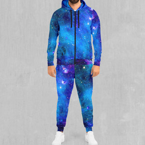 Ensemble de survêtement pour homme avec imprimé galaxie, sweat-shirt à capuche zippé et pantalon, tenue décontractée respirante en polyester, jogging pour le printemps, adulte - Product Image 3