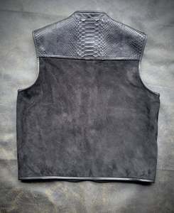 Heavy Duty 3-4mm Leather Motorcycle Vest with Brass Hardware - Product Image 3